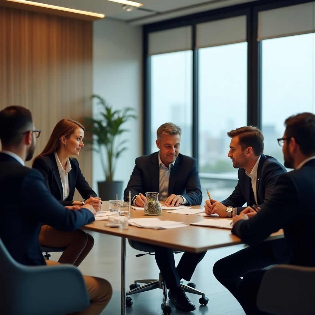 História da empresa fundadores escritório moderno