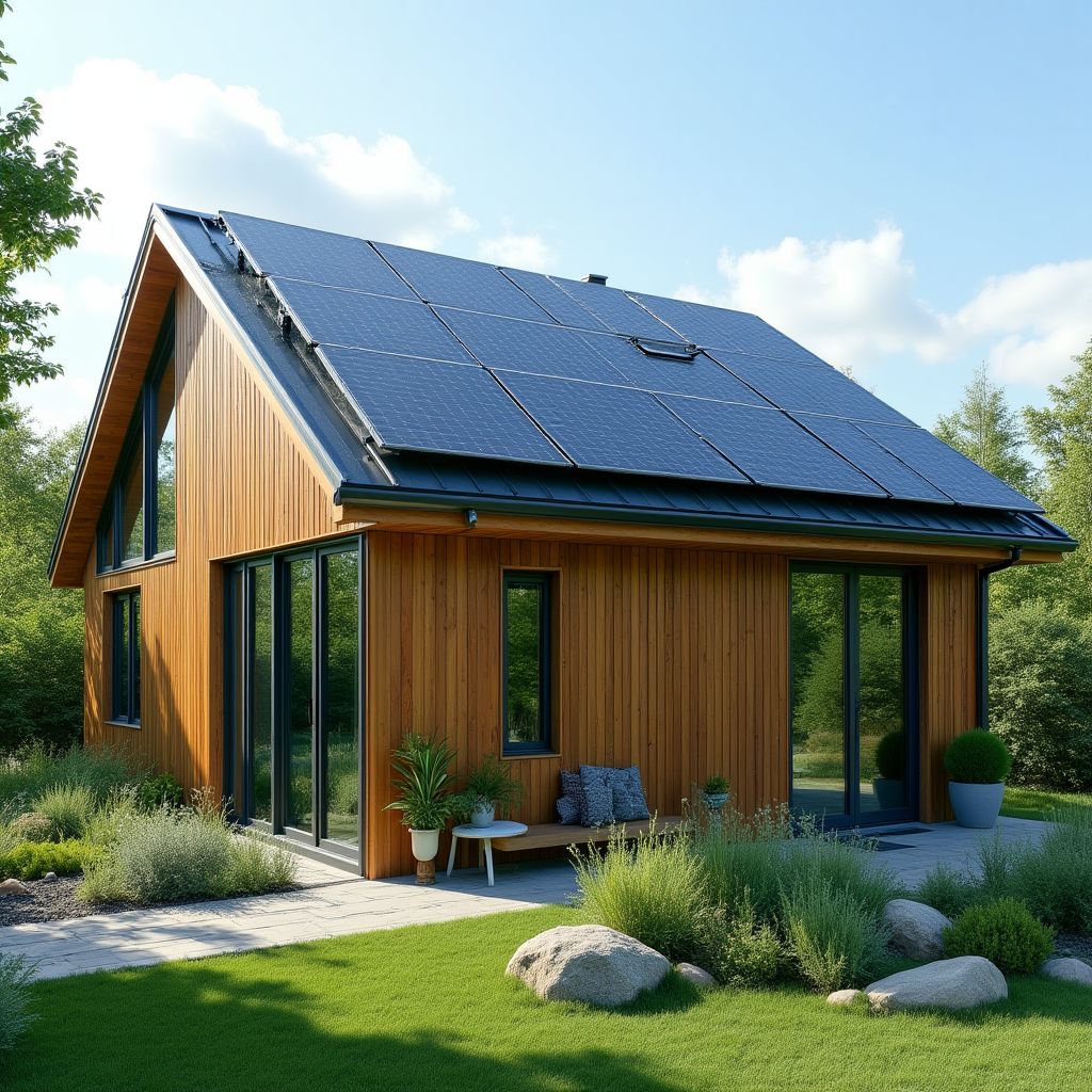 Escritório sustentável com painéis solares